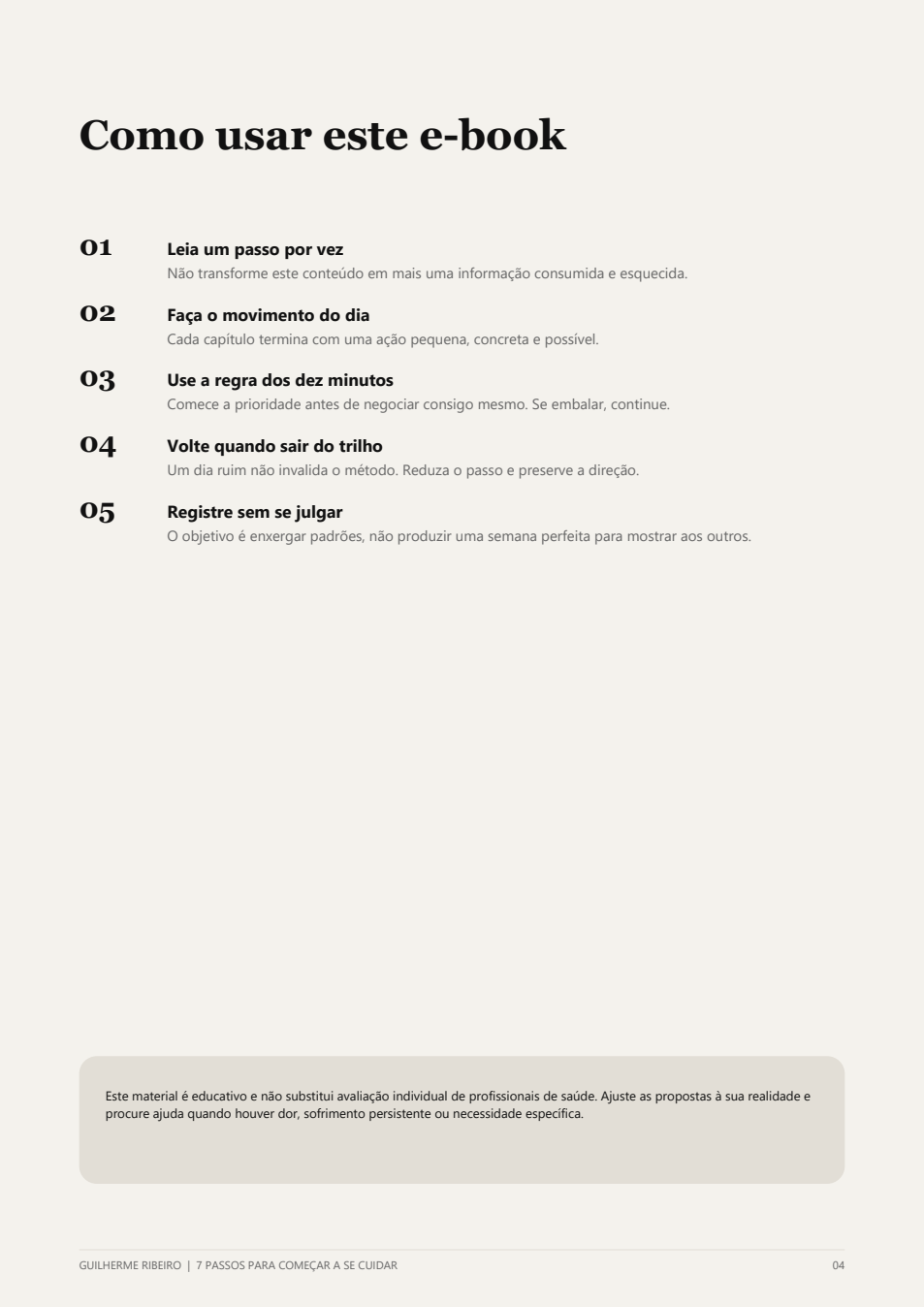 Página 4 do e-book: como usar este material
