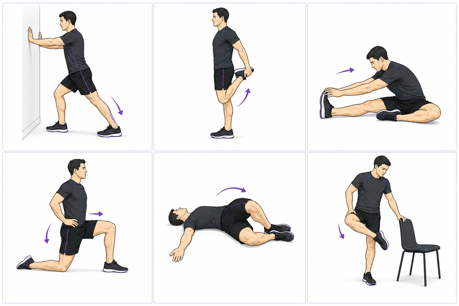 Seis exemplos ilustrados de mobilidade para fazer depois da corrida