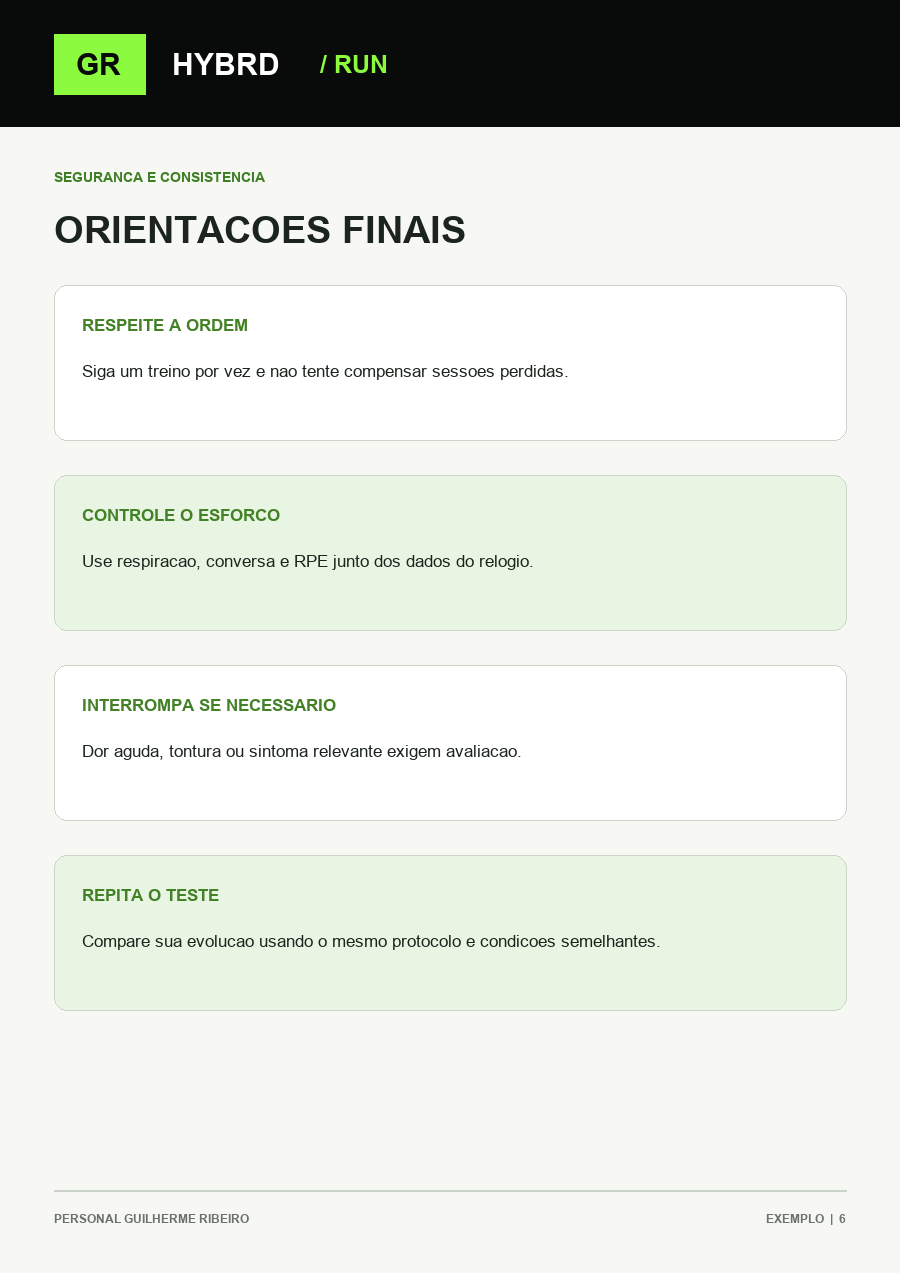 Prévia visual das orientações finais